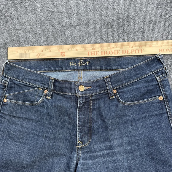 Old Navy The Flirt Boot Cut Dark Blue Denim Jeans 31" L Mid Rise Stretch Sz 12 - Picture 15 of 16